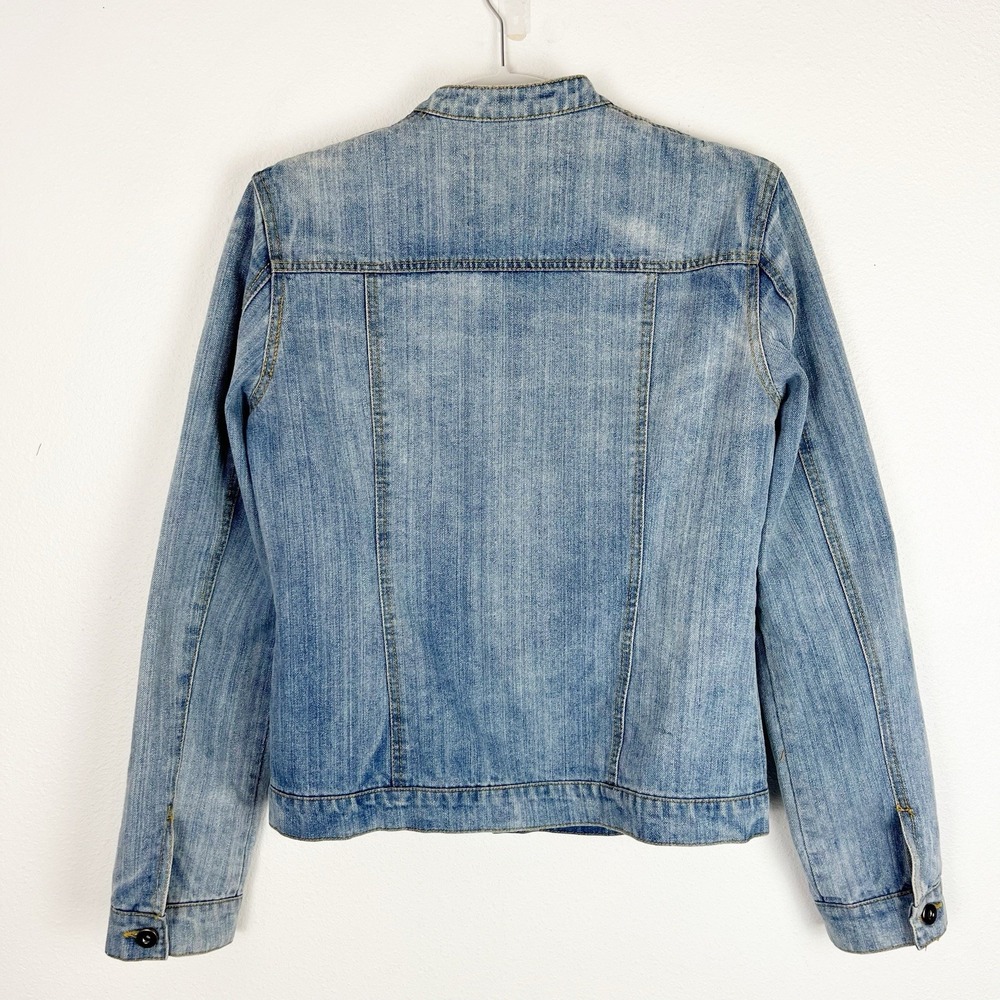 Womens Denim Jean Jacket M Braided Detail Boho Chic Y2K Revival Indie Sleaze - Picture 4 of 11